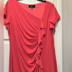 Ronni Nicole Short Sleeve Ruching Ruffles Dress  Romantic Barbiecore Size 16